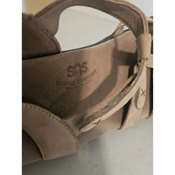 SAS Tripad Comfort Sorrento Linen Ivory Beige Leather Strappy Sandals Size 11 - Picture 7 of 8